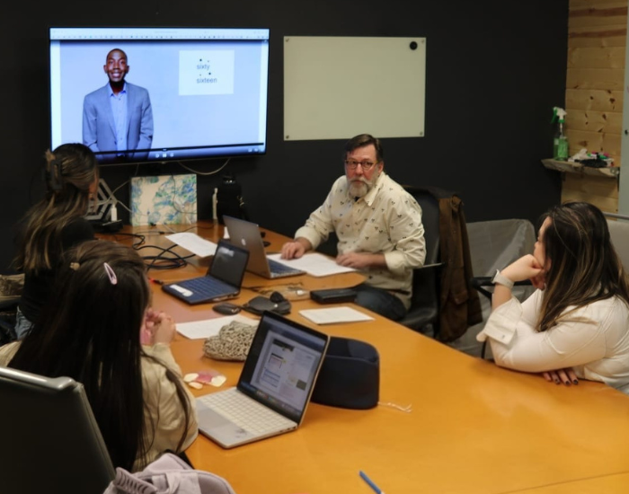 Decorative image of students enjoy themselves, laughing together, and preparing to go hiking.